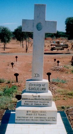 This is a photograph of the Memorial to Guglielmo BALDUZZI at Leonora Cemetery