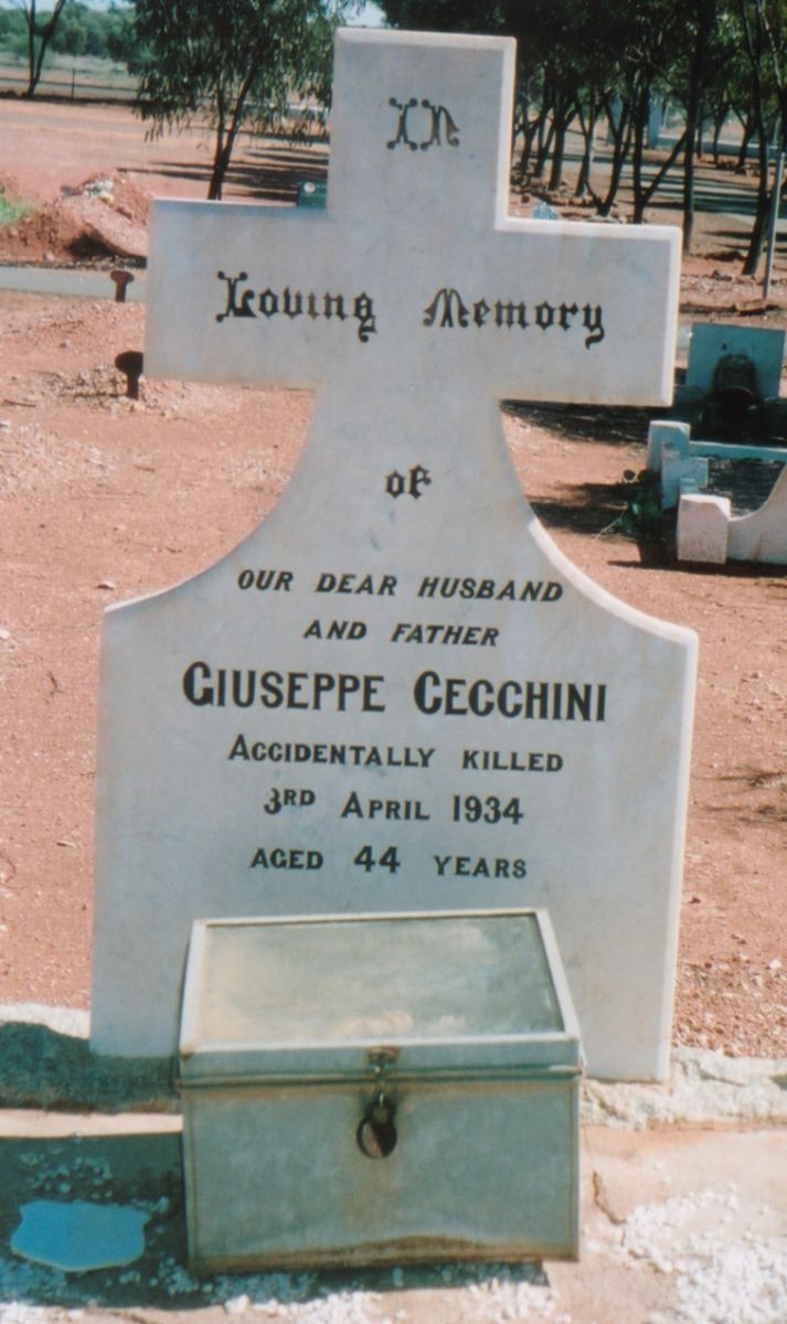 This is a photograph of the Memorial headstone for Giuseppe CECCHINI at Leonora