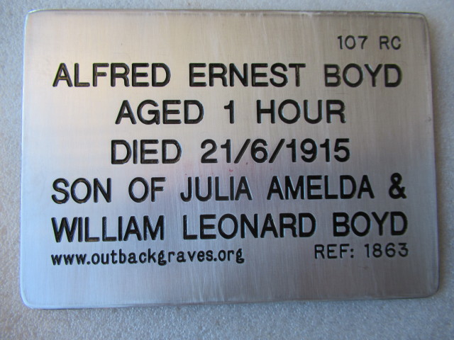 This is a photograph of plaque number 1863 for ALFRED ERNEST BOYD at LEONORA