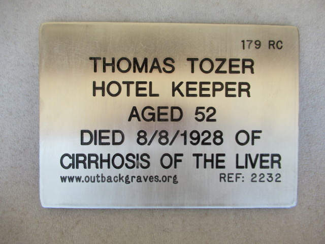 This is a photograph of plaque number 2232 for THOMAS TOZER at LEONORA