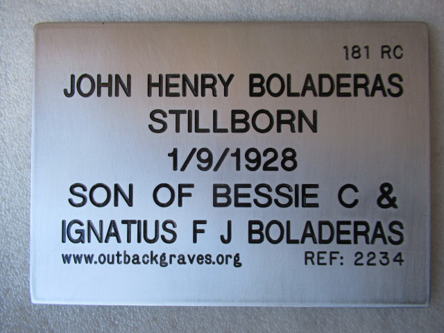 This is a photograph of plaque number 2234 for JOHN HENRY BOLADERAS at LEONORA CEMETERY