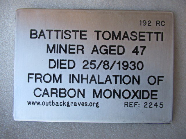 This is a photograph of plaque number 2245 for BATTISTE TOMASETTI at LEONORA CEMETERY