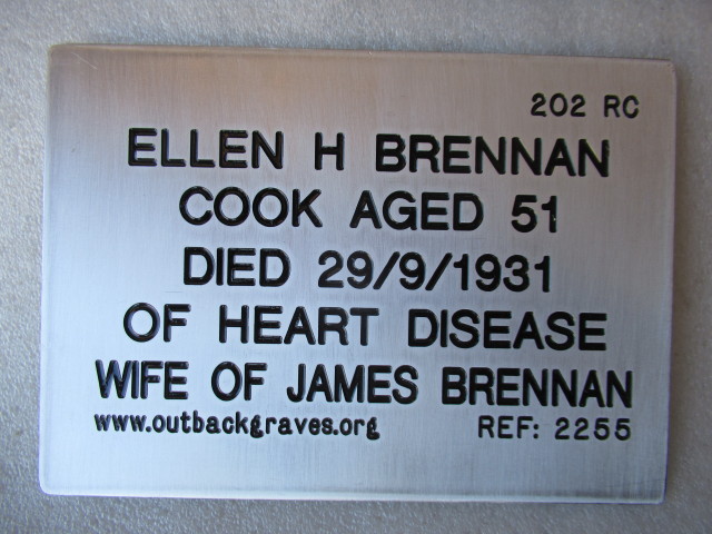 This is a photograph of plaque number 2255 for ELLEN H BRENNAN at LEONORA CEMETERY