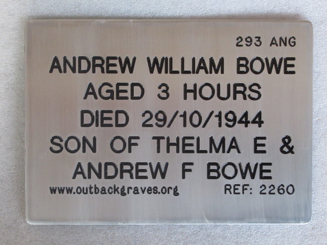 This is a photograph of plaque number 2260 for ANDREW WILLIAM BOWE at LEONORA