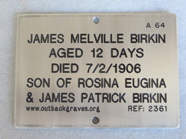 This is a photograph of plaque number 2361 for JAMES MELVILLE BIRKIN at MT MORGANS