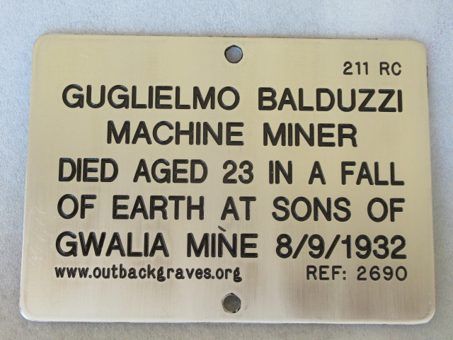 This is a photograph of plaque number 2690 for GUGLIELMO BALDUZZI at LEONORA