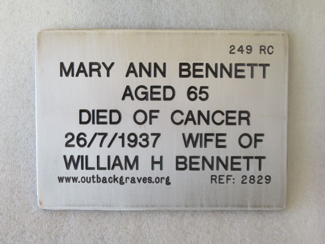 This is a photograph of plaque number 2829 for MARY ANN BENNETT at LEONORA