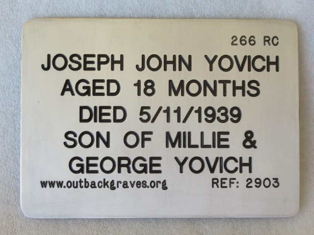 This is a photograph of plaque number 2903 for JOSEPH JOHN YOVICH at LEONORA