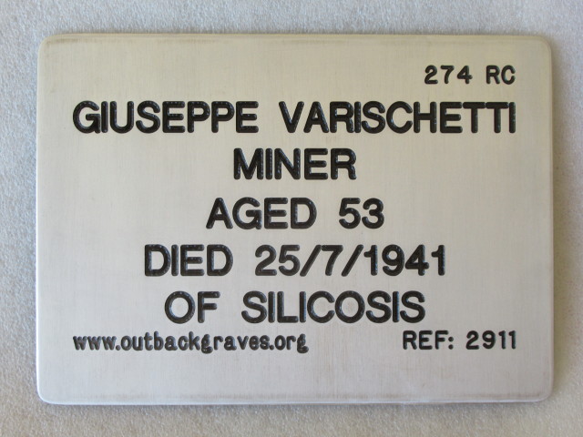 This is a photograph of plaque number 2911 for GIUSEPPPE VARISCHETTI at LEONORA