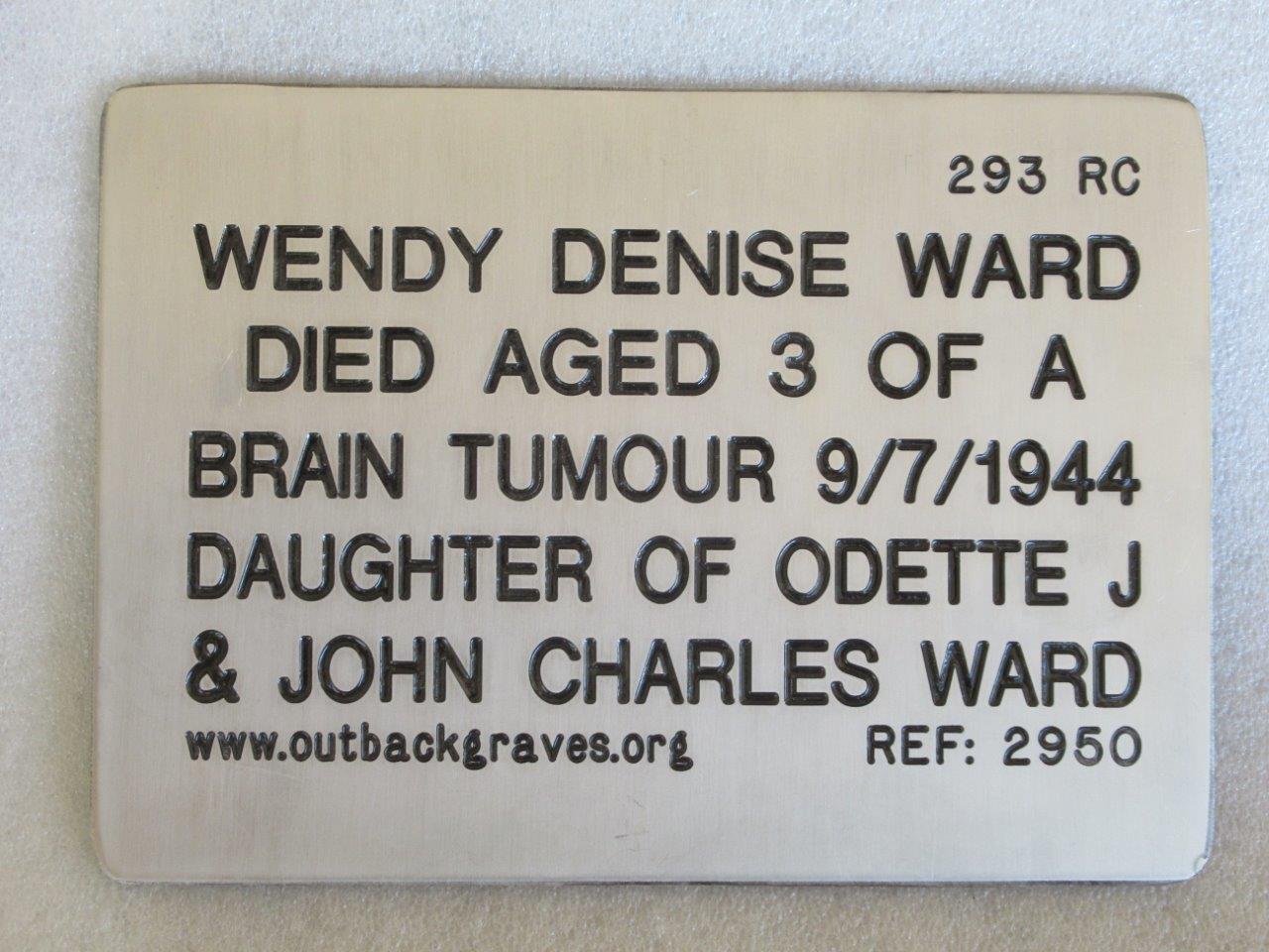 This is a photograph of plaque number 2950 for WENDY DENISE WARD at LEONORA