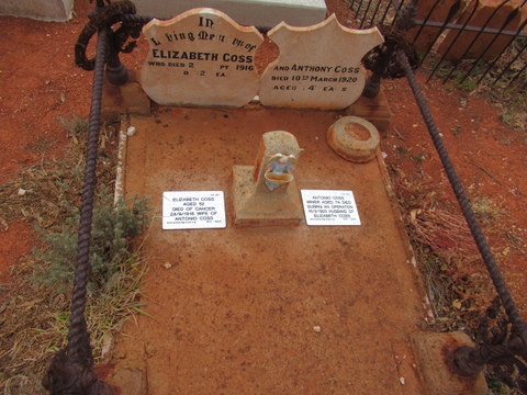 This is a photo of Ref 1868 &1869 Elizabeth Coss & Antonio Coss Leonora Cemetery