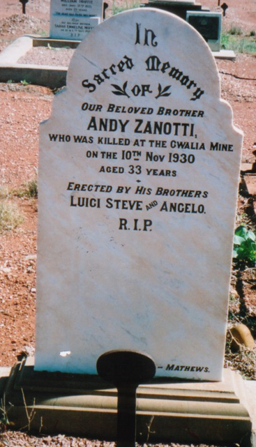 This is a photograph of the grave and headstone of Andy ZANOTTI.