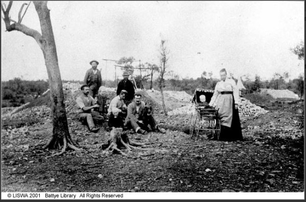 This is a photo of a family at Siberia Reward Gold Mine about 1900