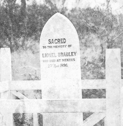 This is a photograph of the original headstone on the grave of Lionel BRADLEY
