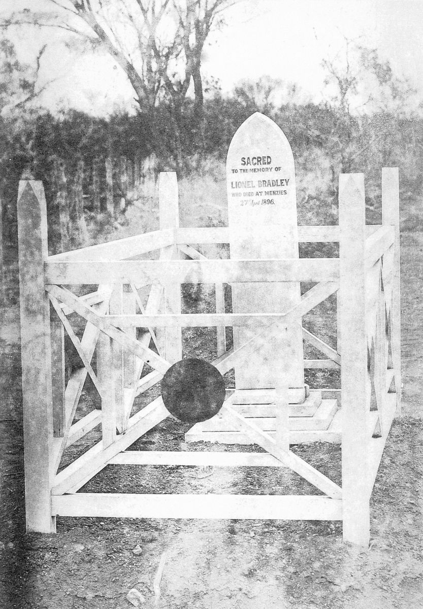 This is a photograph of the original grave for Lionel Bradley at Menzies