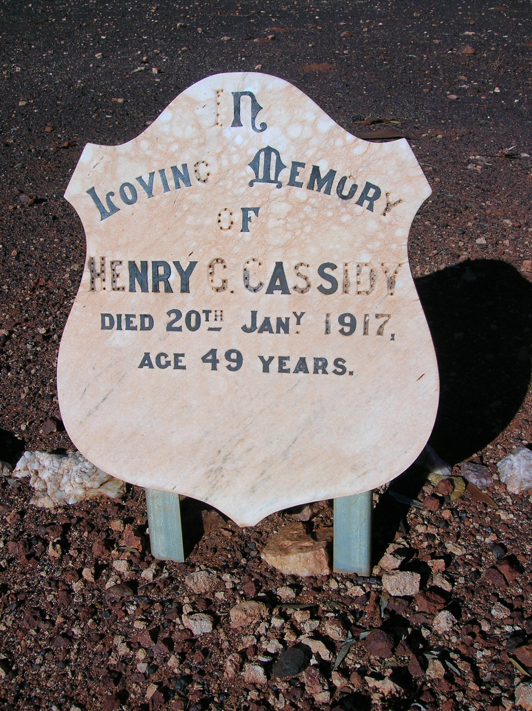 This is a photograph of the headstone for Henry CASSIDY