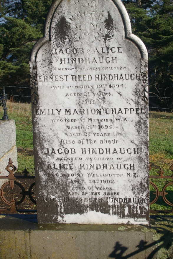 This is a photograph of the HINDHAUGH family tombstone in Victoria