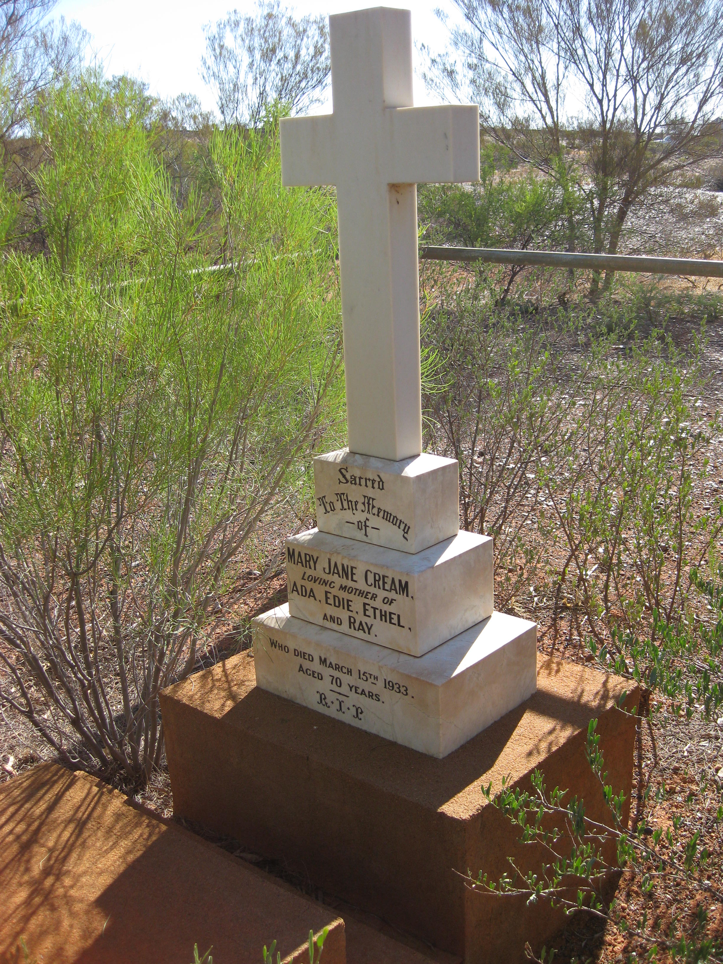 This is a photograph of the Memorial to Mary Jane CREAM, Cobra Station