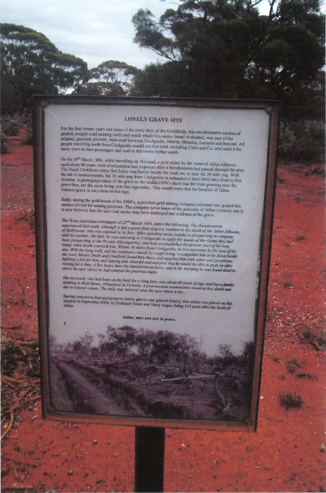 This is a photograph of the plaque containing the story of Julius JOHNSON.