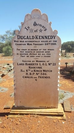 This is a photograph of a headstone for Dugald Kennedy at Kookynie