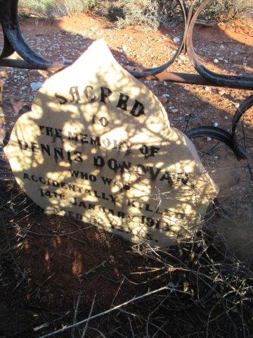 This is a photo of Dennis Donovan's headstone at Pinjin Cemetery