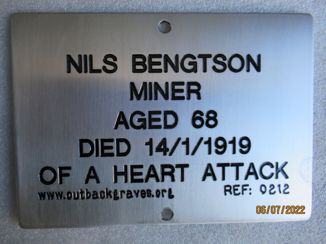 This is a photograph of plaque number 212 for NILS BENGTSON at SIBERIA 