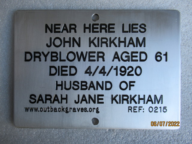 This is a photograph of plaque number 0215 for JOHN KIRKHAM at SIBERIA 