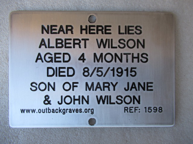 This is a photograph of plaque number 1598 for ALBERT WILSON at MULLINE CEMETERY