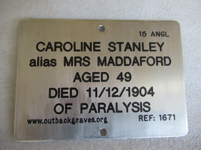 REF 1671 CAROLINE STANLEY alias MRS MADDAFORD KOOKYNIE