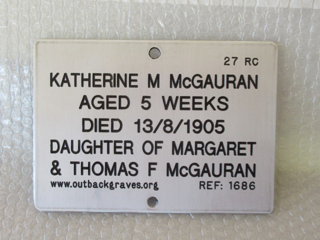 REF 1686 KATHERINE M McGAURAN KOOKYNIE