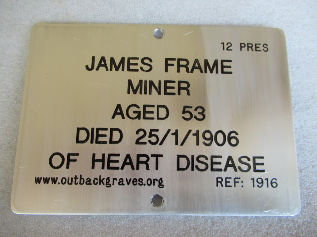 This is a photograph of plaque number 1916 for JAMES FRAME at KOOKYNIE