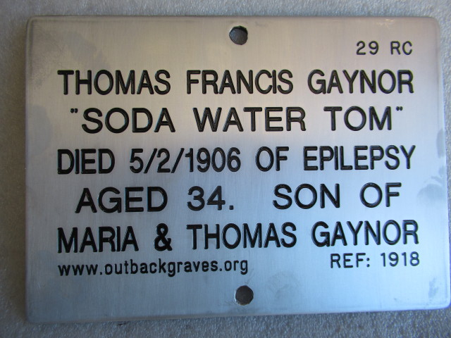 This is a photograph of plaque number 1918 for Thomas Francis GAYNOR, at Kookynie