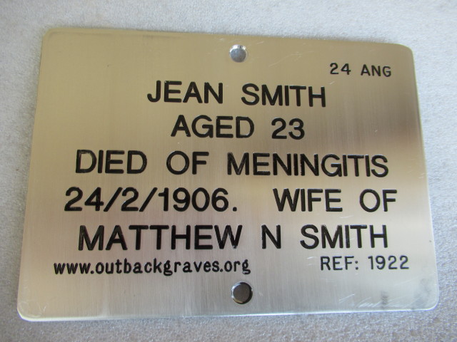 This is a photograph of plaque number 1922 for JEAN SMITH at KOOKYNIE