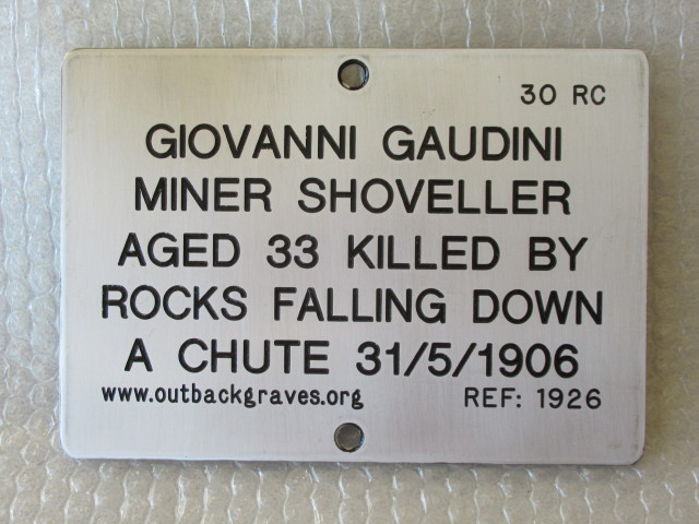This is a photograph of plaque number 1926 for GIOVANNI GAUDINI at KOOKYNIE