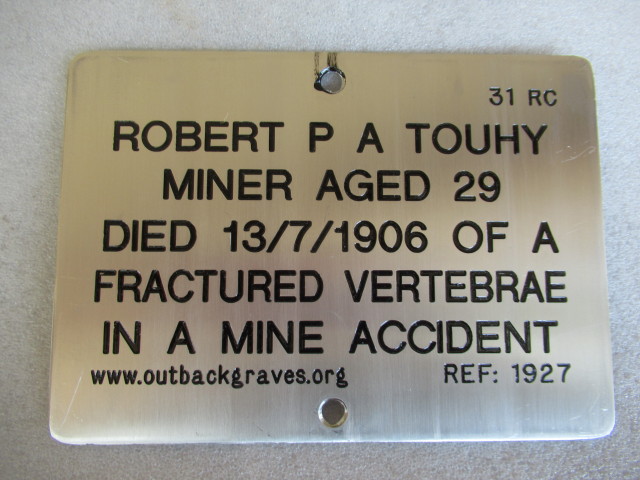 This is a photograph of plaque number 1927 for ROBERT P A TOUHY at KOOKYNIE