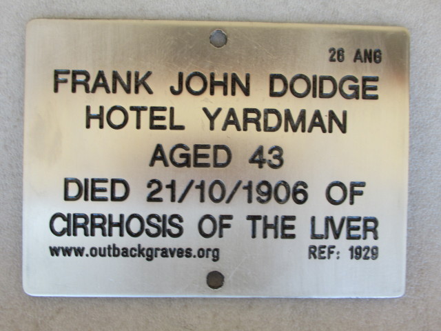 This is a photograph of plaque number 1929 for FRANK JOHN DOIDGE at KOOKYNIE