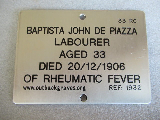 This is a photograph of plaque number 1932 for BAPTISTA JOHN DE PIAZZA at KOOKYNIE