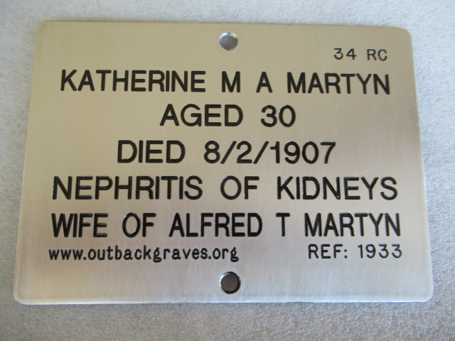 This is a photograph of plaque number 1933 for KATHERINE M A MARTYN at KOOKYNIE