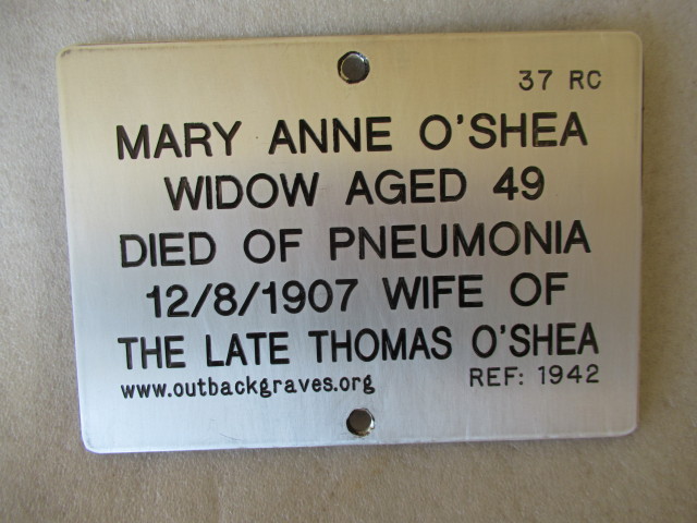 This is a photograph of plaque number 1942 for MARY ANNE OSHEA at KOOKYNIE