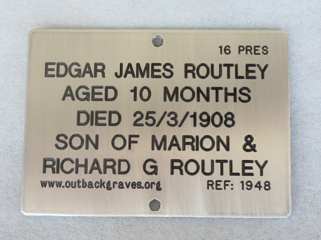 This is a photograph of plaque number 1948 for EDGAR JAMES ROUTLEY at KOOKYNIE