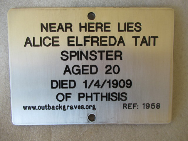 This is a photograph of plaque number 1958 for ALICE ELFREDA TAIT at KOOKYNIE
