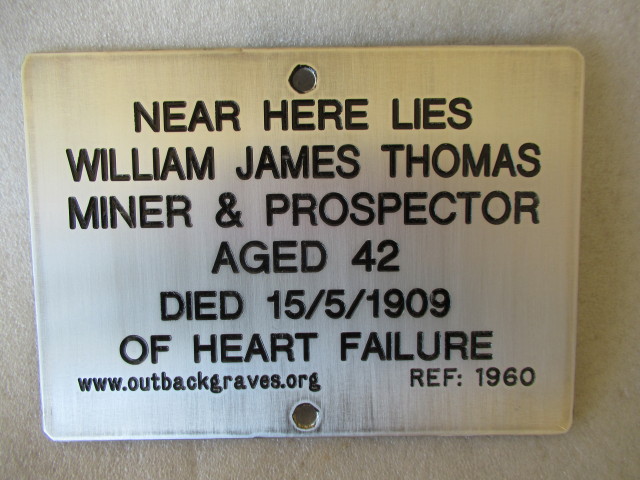 This is a photograph of plaque number 1960 for WILLIAM JAMES THOMAS of KOOKYNIE