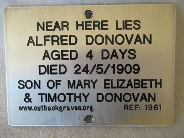This is a photograph of plaque number 1961 for ALFRED DONOVAN at KOOKYNIE
