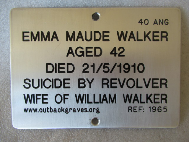 This is a photograph of plaque number 1965 for EMMA MAUDE WALKER at KOOKYNIE