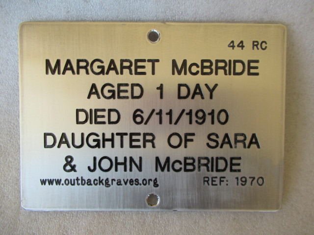 This is a photograph of plaque number 1970 for MARGARET McBRIDE at KOOKYNIE