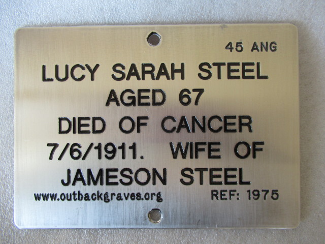This is a photograph of plaque number 1975 for LUCY SARAH STEEL at KOOKYNIE