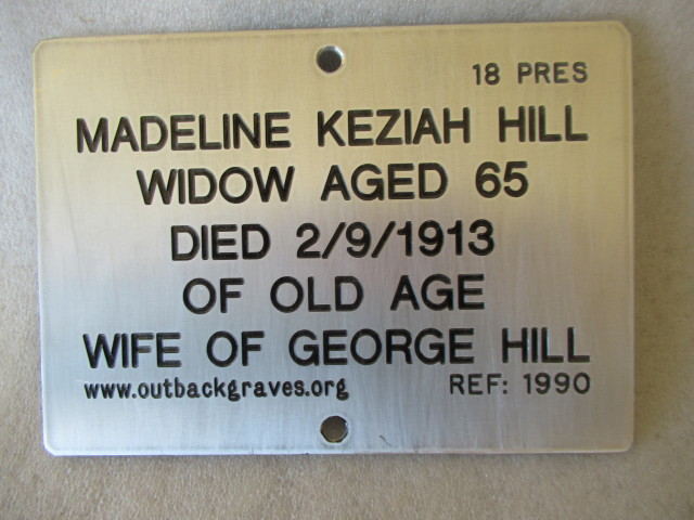 This is a photograph of plaque number 1990 for MADELINE KEZIAH HILL at KOOKYNIE