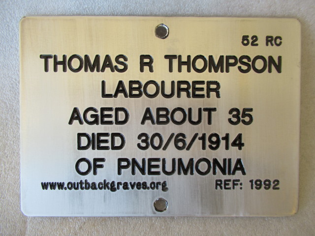 This is a photograph of plaque number 1992 for THOMAS R THOMPSON at KOOKYNIE