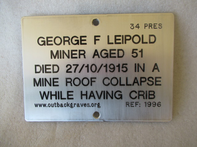 This is a photograph of plaque number 1996 for GEORGE F LEIPOLD at KOOKYNIE