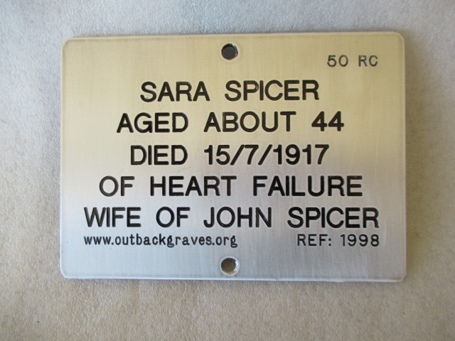 This is a photograph of plaque number 1998 for SARA SPICER at KOOKYNIE